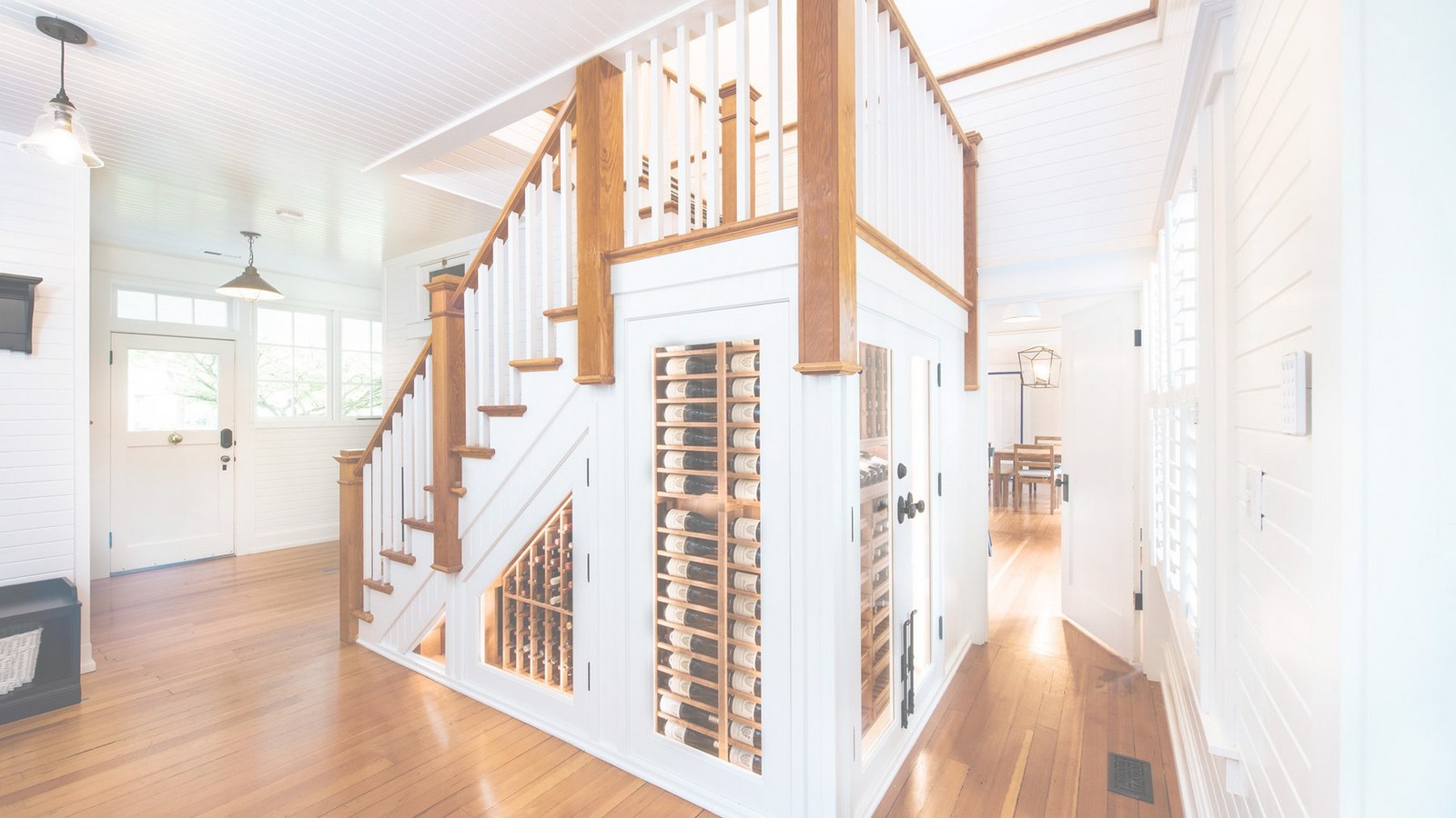 Painted entry with built-in wine storage