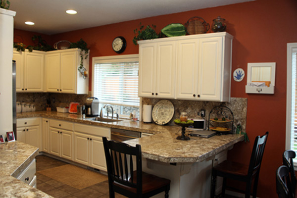 Painted kitchen with white cabinets
