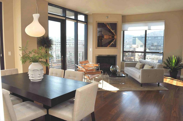 Painted dining and living space