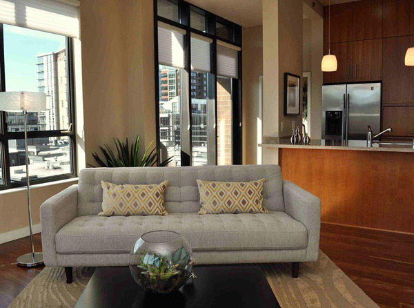 Painted living room and kitchen